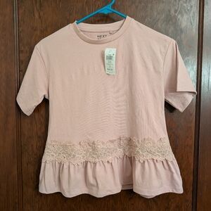 NWT! Next Brand Kid's Floral Lace Hem T-shirt